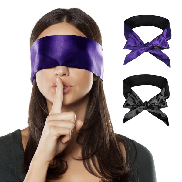 FRESHME 2 Pack Satin Sleep Mask Soft Adjustable Lightweight Silk