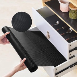 Bocguy Schubladenmatte 45x500cm, Eva Antirutschmatte Schubladen Küche, Schubladeneinlage Wasserfest & Nicht, für Regale, Schränke, Schubladen, Kühlschrank (Schwarz)