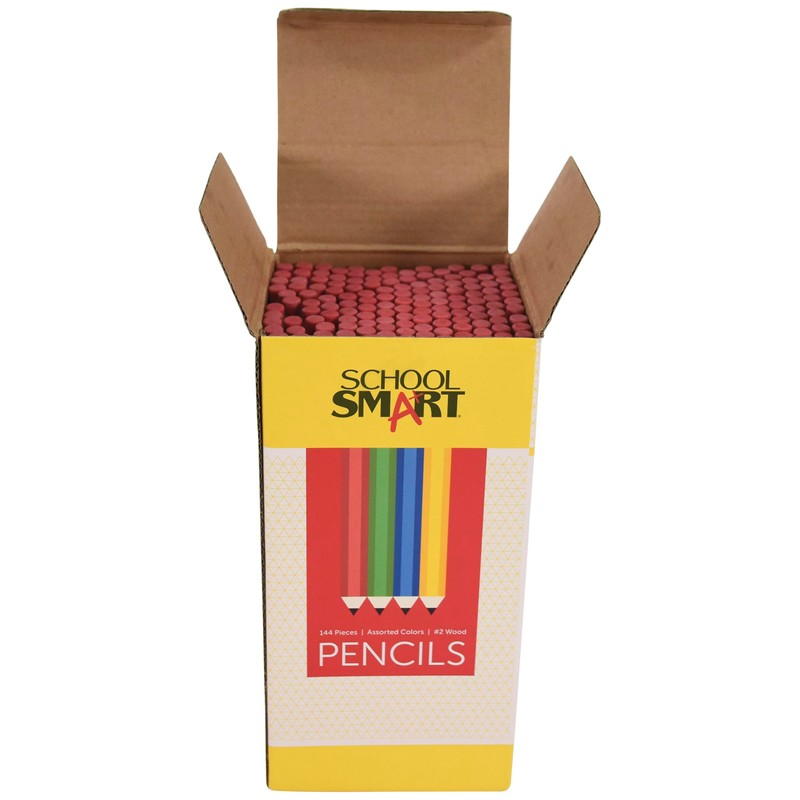 School Smart Traditional No 2 Pencils, Assorted Colors, Pack of