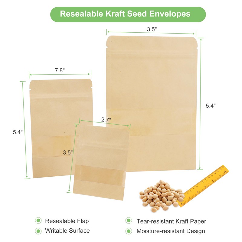 180 Pack Small Seed Envelopes Resealable with Clear Window –