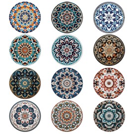 Trillionn 12 Pack Felt Cup Coasters for Drink, Absorbent Coasters for Coffee, Classical Flower Pattern Design Drink Coasters