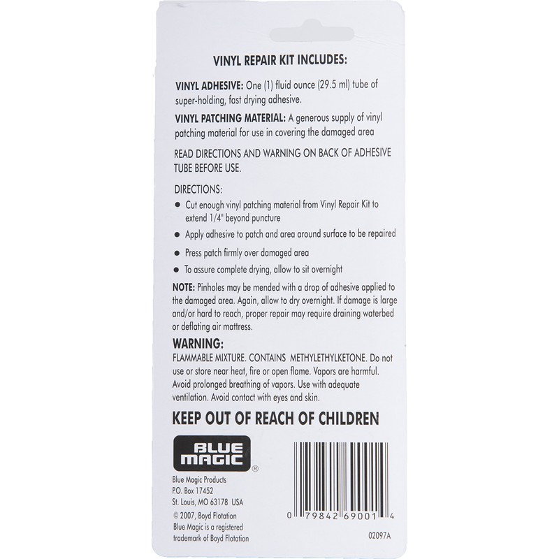 Blue Magic Waterbed/Air Mattress Vinyl Repair Kit: Fast Drying Adhesive