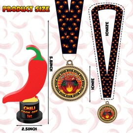 Tkifoda 6 Pcs Chili Cook Off Medals Trophies Prizes, Chili Cook Off Awards for 1st 2nd 3rd Place Medals, Winner Medals with Neck Ribbon Chili Cook Off Decorations Supplies
