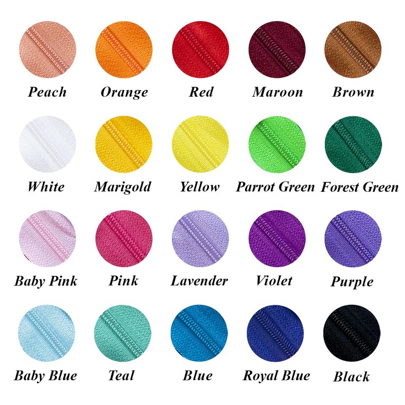 KGS Nylon Zipper for Sewing Crafts | 20 Assorted Colours