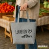 Huuraa Einkaufstasche Lehrerin mit Herz Geschenk 22 Liter Grey Melange