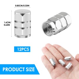 OIHCAZ 12 Pack Tyre Valve Caps, Dust Caps For Car Tyres Aluminium Alloy Car Tyre Valve Caps Corrosion Resistant Air Leakproof Covers for Bikes Cars Trucks Motorcycles Valves (Silver)