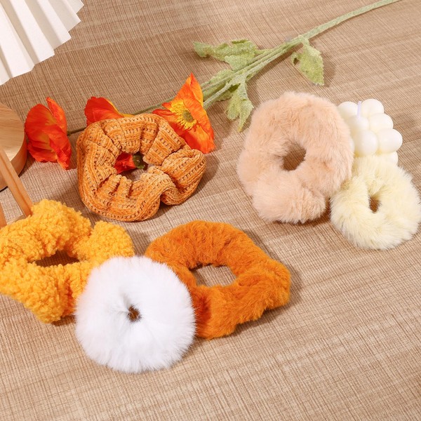 7-Piece Velvet Solid Elastic Hair Ties, Gentle Style Scrunchies for