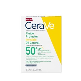 CeraVe Fluido Protector Invisible Oil Control 50FPS protector solar facial control grasa toque seco para piel con tendencia al acné 50ml