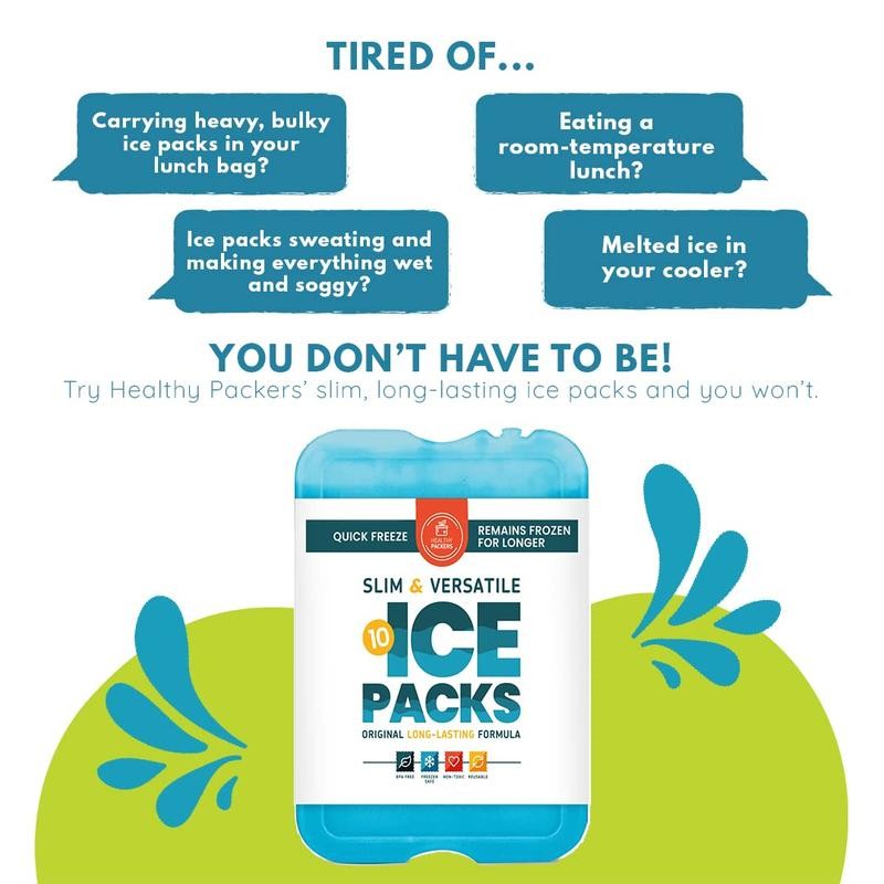 Cool Pack Slim LongLasting Ice Packs Great for Coolers or