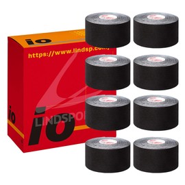 LINDSPORTS Io Tape (Black) (Width 1.5 inches (38 mm) (Pack of 8)