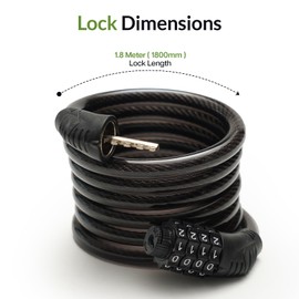 Combination Bike Lock Bicycle Locks High Security 4 Digit Motorbike Lock Heavy Duty Uncuttable Folding Bike Lock (1.8m x 10 mm)