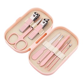 Manicure Set 8 in 1 toenail clippers, Stainless Steel Nail Clipper Set, Nail Clippers and Beauty Tool Portable Set, Pedicure Tools,Suitable for Travel Manicure Kit (pink)