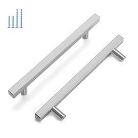homdiy Brushed Nickel Cabinet Handles Drawer Pulls - HDJ22SN Cabinet Hardware Brushed Nickel Drawer Handle, 10 Pack 5in Hole Centers Handles for Kitchen Cabinets