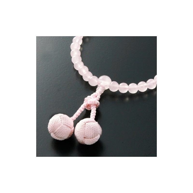 京仏壇はやし 女性用数珠 正絹 くみひも梵天房 紅水晶 【数珠袋付き】 W-001 京都 ※この念珠はすべての宗派でお使いいただけます