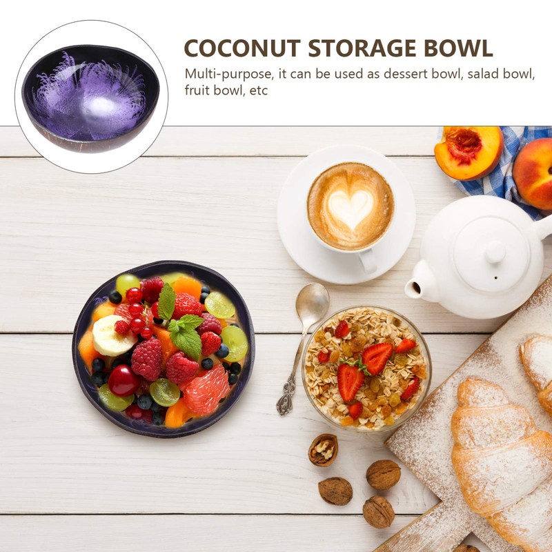HEMOTON Coconut Bowls Natural Coconut Shell Bowl Decorative Key Storage