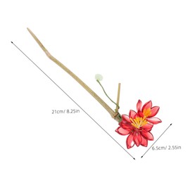 Baluue Handmade Chinese Hair Pin with Red Flower Retro Wooden Hair Stick for Women Lightweight Traditional Hairpin for Weddings Daily Wear and Hanfu Accessories