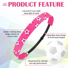 SATINIOR 4 Pieces Non-slip Soccer Headband for Girl Adjustable Football Hairband Sport (Pink)