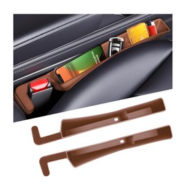 NYTKL 2PCS Car Seat Gap Filler Organizer, Multifunctional Seat Side Gap Stopper with Phone Holder, Automotive Storage Box Inserts Between Seats Console Prevent Items from Falling (Brown)