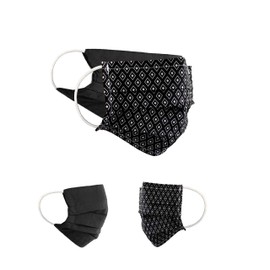 BaF Unisex Community Masks, Face Masks With Motif, Reversible, Mouth and Nose Protection, BCI Cotton, Washable, Black / White, Set of 2 - 64 Black/White-11