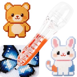 Fuse Beads Pen for 2.6mm Beads, Plastic Transparent Body High Capacity Chamber Fuse Bead Dispenser for DIY Crafts Family Fun & Creative Projects (Orange)