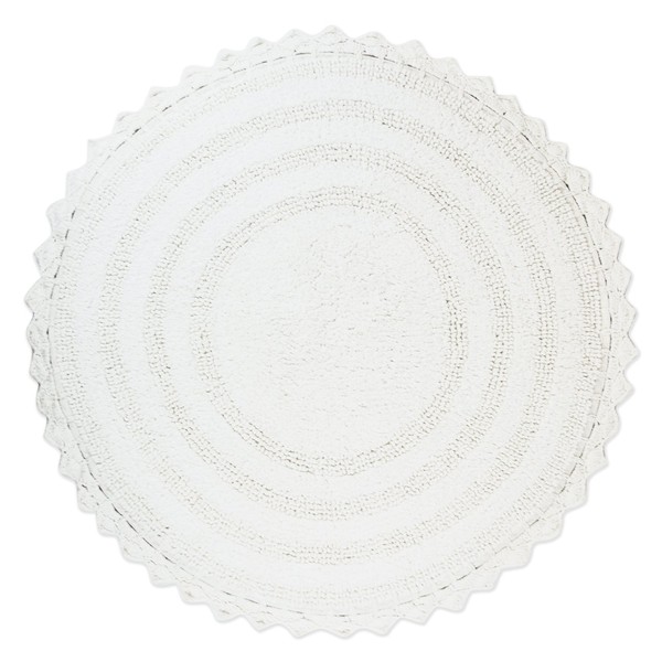 DII Crochet Collection Reversible Bath Mat, Round, 27.5" Diameter, White