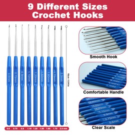 KOKNIT 93 pcs Crochet Supplies Knitting Accessory with Crochet Hooks Case Roll Pouch Bag for Beginners.