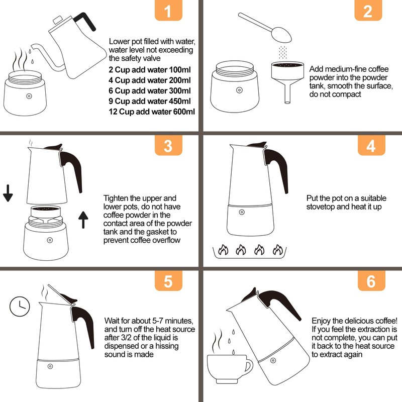 12 Cup 600ml Moka Pot Stainless Steel Espresso Coffee Maker