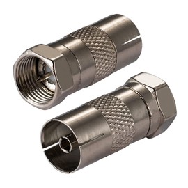 POBADY 2PCS Aerial Coaxial Cable Adapter F Type Male to TV Female Adapter DVB-T T2 Tuner Antenna HD for BK LED 4K 3D UHD