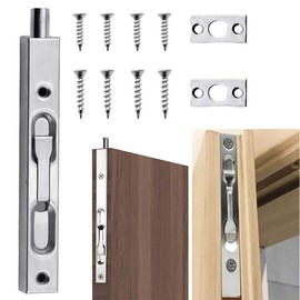 Mirrwin Door Bolt 6 Inch Door Lock Stainless Steel Sliding Bolt for Doors Safety Bolt Door Lock Bolt with Strike and Screws Suitable for Wooden Doors Windows and Cabinets 2 Pieces