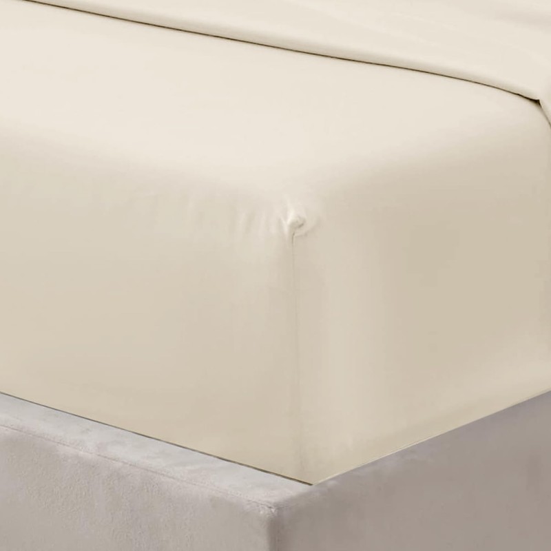 Oxford Homeware Cream Double Fitted Sheet -100% Brushed Microfibre 1800