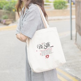 Bestie Gifts for Women,Friendship Friend Birthday Christmas Graduation Inspiration Xmas Valentines Day Galentines Funny Gifts for Women Friend Gift for Friends Long Distance Female Canvas Bag