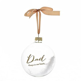 Memorial Glass Bauble with Feather Christmas Tree Decoration 70mm - Dad