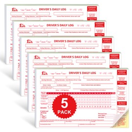 5 Pack Driver's Daily Log with 7 and 8 Day Recap Driver Time Record Book Trucker Log Sheets Journal Daily Checklist Carbonless Driving Notepad 5.5×8.5 inch 35 Sets of Forms Per Book for Truckers