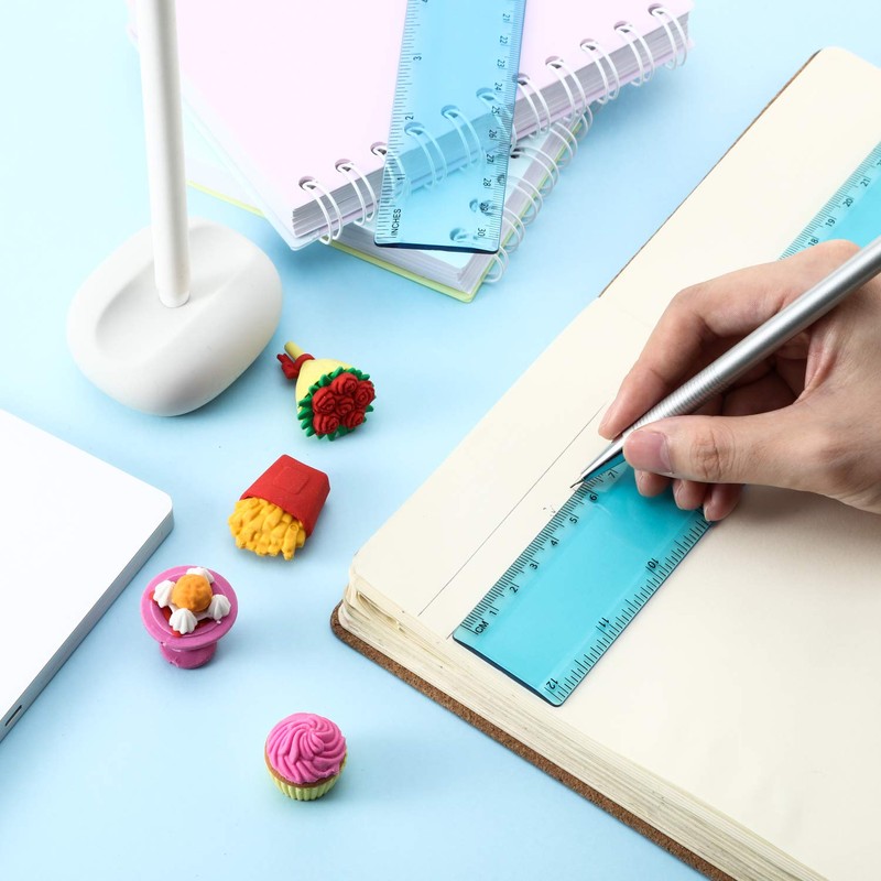 2 Pack Plastic Ruler Straight Ruler Plastic Measuring Tool for