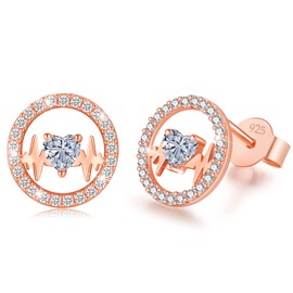 LAVUMO Heartbeat Earrings Silver 925 Jewellery Women's Hypoallergenic Stud Earrings for Valentine's Day Christmas Mother's Day Wedding Anniversary Birthday Gifts for Women Her Mother Girlfriend Wife