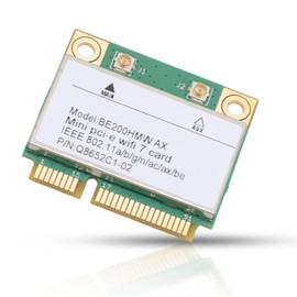 WiFi 7 Tri Band Half Mini PCIE Wireless Network Card 8774Mbps (2.4,5,6GHz) with MU MIMO & BT 5.4 for Desktop PC Laptop, Wins 10 11, Linux, Chrome OS (No Antenna)
