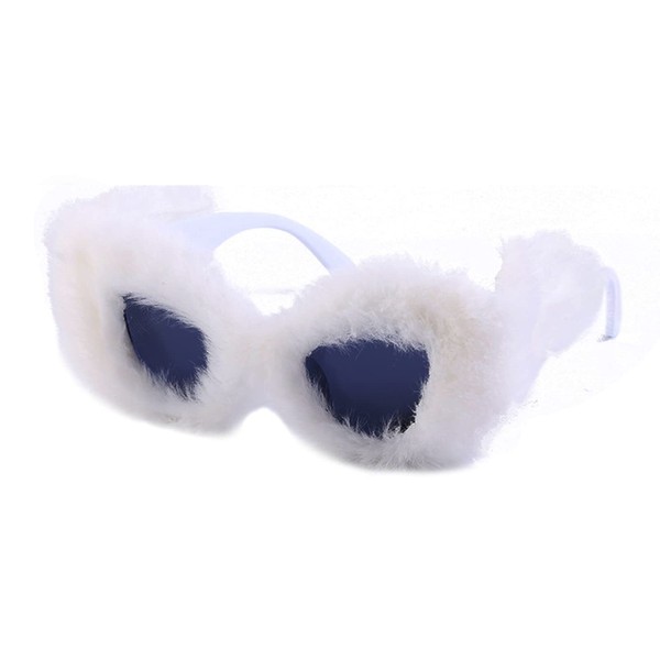 Dollger Cat Eye Sunglasses Party Glasses-Women Punk Soft Fur Velvet