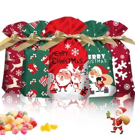 Anyingkai Pack of 50 Christmas Candy Bags, Christmas Candy Gift Bags, Gift Bags Set, Gift Wrapping Christmas, Environmental Protection Material, Reusable