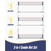 Patiassy 5.1ft-7.4ft Adjustable Height Volleyball Badminton Net Set 17ft Portable