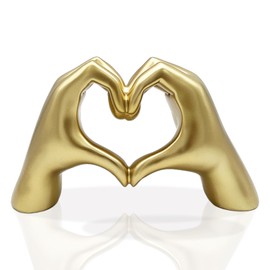Gold Gesture Decoration,Heart Hands Sculpture Aesthetic Decor for Living Room Bedroom Bookshelf,Love Finger Sculpture Decoration for Coffee Table Office Bedroom Small Space,Unique Idea(Gold)
