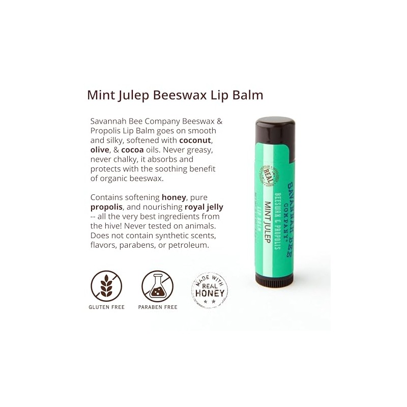 Savannah Bee Company Mint Julep Lip Balm, 0.15 onzas (paquete