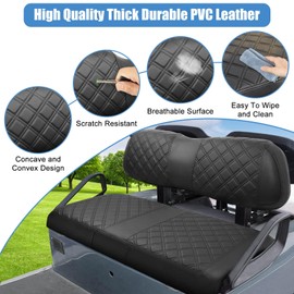 MOSNAI Club Car DS 2000.5-Up Seat Covers, Golf Cart Seat Covers for Club Car DS OEM Ordinary Seat, Front Seat Cover with Concave and Convex Design, Thick Vinyl Leather Comfortable/Breathable