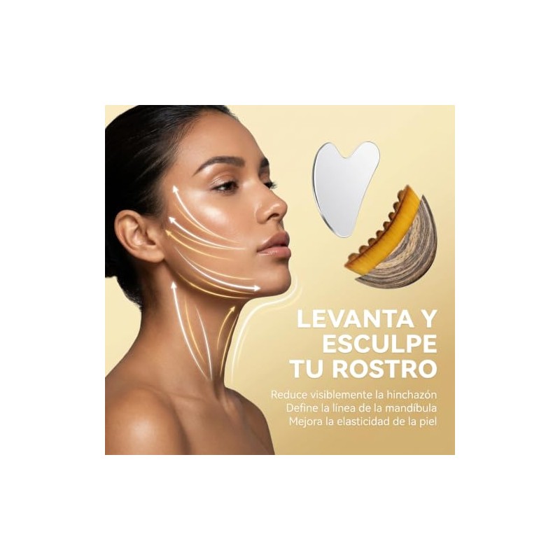 Inoxidable Kit Cepillo Facial Contorno Linfático Reducir Hinchazó