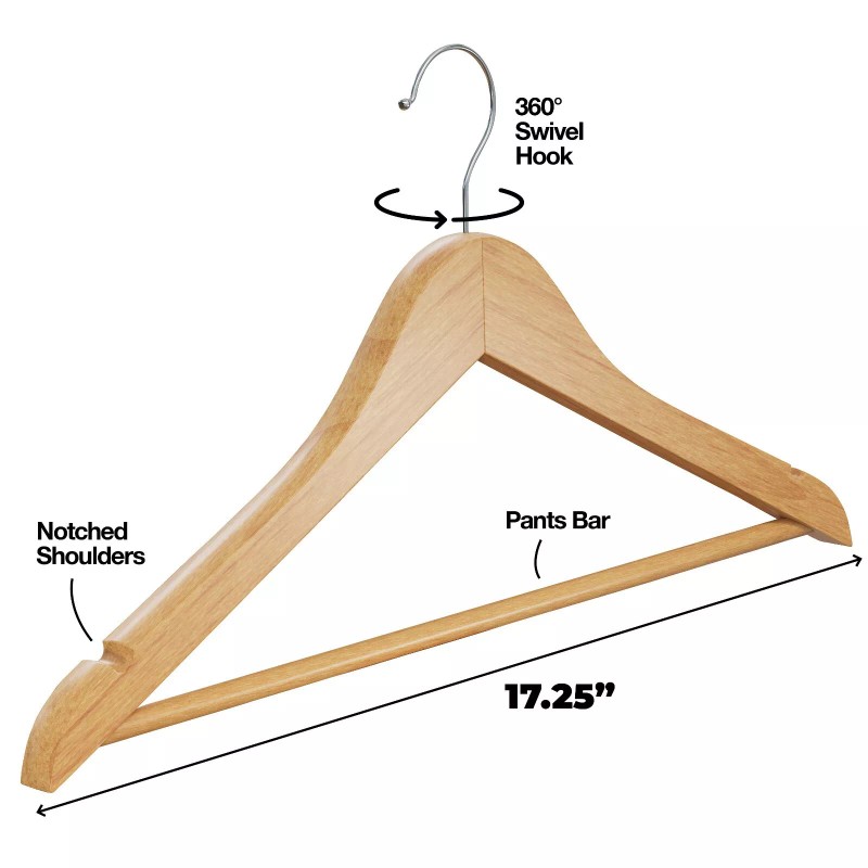 HOME IT Natural Wood Solid Wood Clothes Hangers Coat Hanger