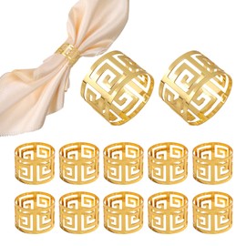 Pack of 12 Metal Napkin Rings Gold Hollow Napkin Buckles Banquet Napkin Ring Table Decoration for Christmas New Year Birthday Wedding Party Dinner