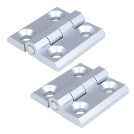 JIQI Matte Silver Backflap Shed Hardware Square Folding Hinge with Mounting Holes, for Cabinet Furniture Drawer and Heavy Equipment Switch Box, 2 Pcs Metal 2.36"x2.36"(60x60mm)