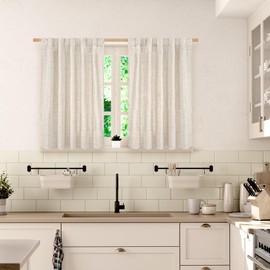 BGment Linen Curtains 54 Inch Length for Short Window, Light Filtering Rustic Drapes for Bedroom/Farmhouse/Kitchen with Rod Pocket and Back Tab, 2 Panels, 42 Inch Wide Each Panel