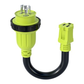 AOWEITOUR NEMA L5-30P to 5-15R Dogbone Power Adapter Cord, 30 Amp Twist Lock to 15 Amp Household Outlet Pigtail Adapter,STW 10AWG 1FT