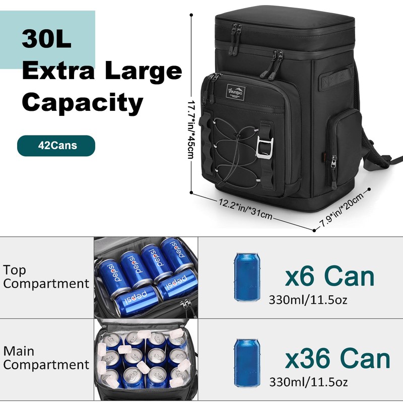 YOUNGOA 42Cans Insulated Cooler Backpack Waterproof for Men & Women,