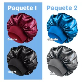 Universo en Linea 2 Gorro Satén Seda Dormir Sombrero Elástico Suave Calidad F